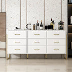 Commode noire et blanche à 9 tiroirs avec poignées dorées, simple