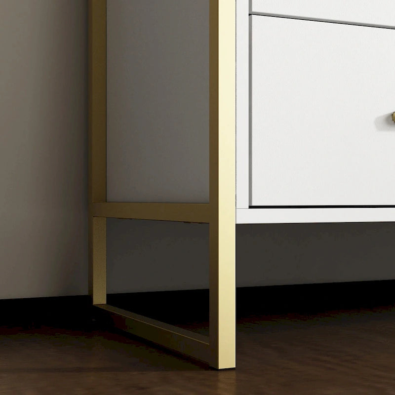 Commode noire et blanche à 9 tiroirs avec poignées dorées, simple