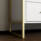 Commode noire et blanche à 9 tiroirs avec poignées dorées, simple
