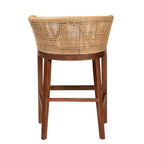 Tabouret de comptoir 1 place en rotin et bois d'acacia noyer/blanc antique
