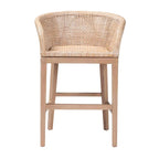 Tabouret de comptoir 1 place en rotin et bois d'acacia noyer/blanc antique