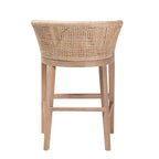 Tabouret de comptoir 1 place en rotin et bois d'acacia noyer/blanc antique