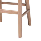 Tabouret de comptoir 1 place en rotin et bois d'acacia noyer/blanc antique