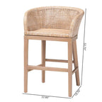 Tabouret de comptoir 1 place en rotin et bois d'acacia noyer/blanc antique