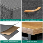 Commode en tissu à 7 tiroirs avec plateau en bois | Grain de bois noir / Gris clair / Gris foncé | 1 à 2 personnes