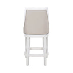 Tabouret de bar pivotant à dossier haut blanc, assise en similicuir gris, 1 personne