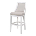 Tabouret de bar pivotant à dossier haut blanc, assise en similicuir gris, 1 personne