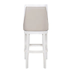 Tabouret de bar pivotant à dossier haut blanc, assise en similicuir gris, 1 personne