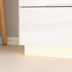 Commode 5 tiroirs blanc/noir très lustré avec éclairage DEL, simple