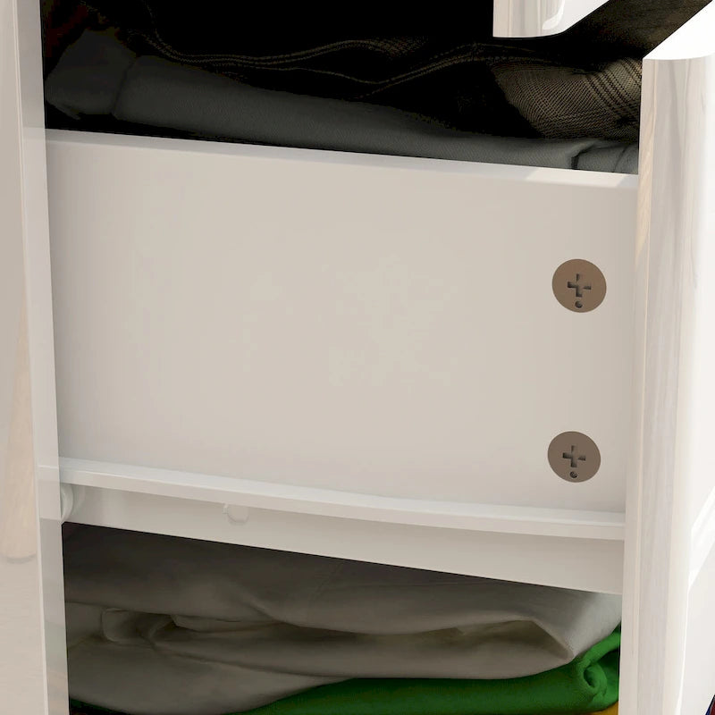 Commode 5 tiroirs blanc/noir très lustré avec éclairage DEL, simple
