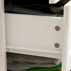 Commode 5 tiroirs blanc/noir très lustré avec éclairage DEL, simple