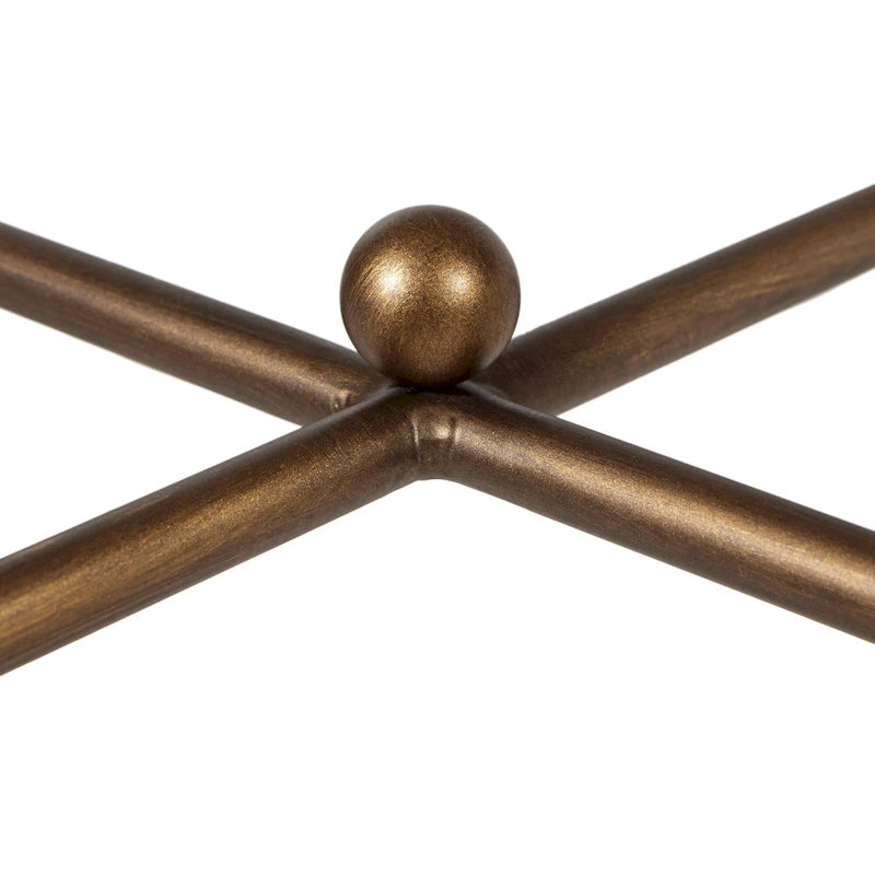 Table basse à plateau en verre avec structure en X en bronze
