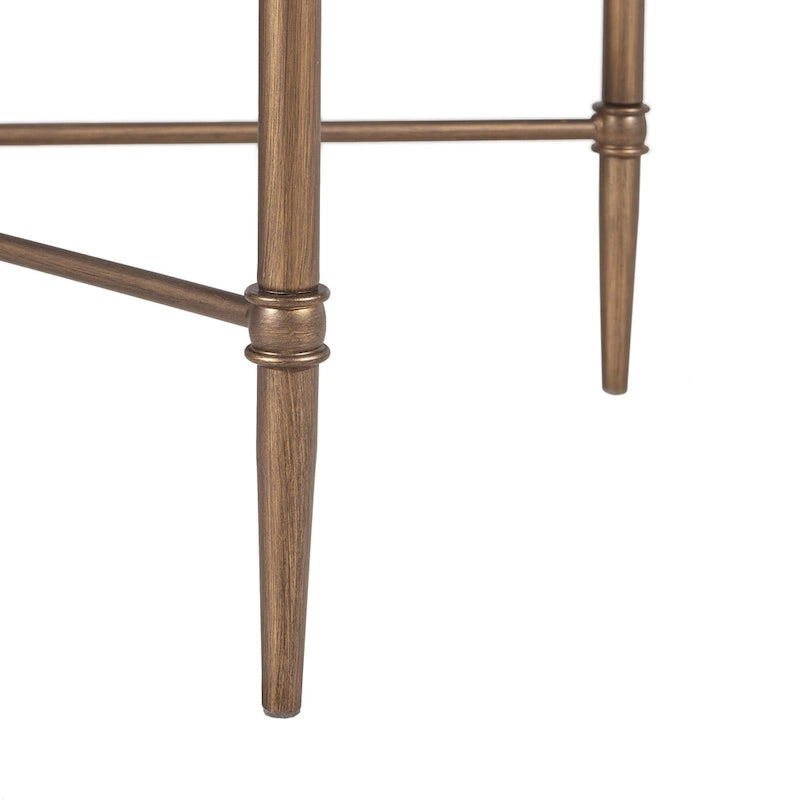 Table basse à plateau en verre avec structure en X en bronze