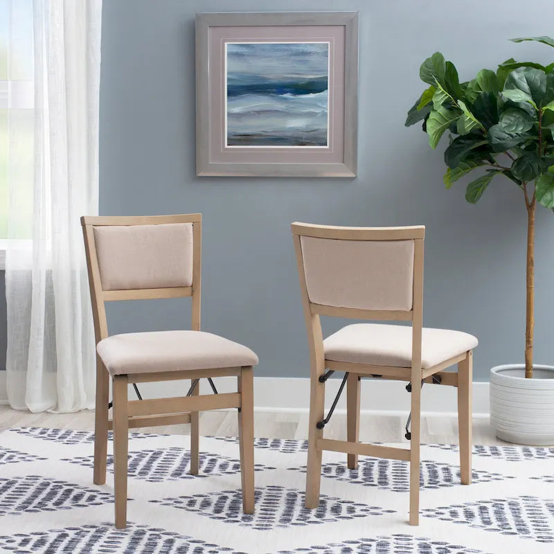 Chaise de salle à manger pliante grise, cadre en bois, lot de 2