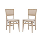 Chaise de salle à manger pliante grise, cadre en bois, lot de 2