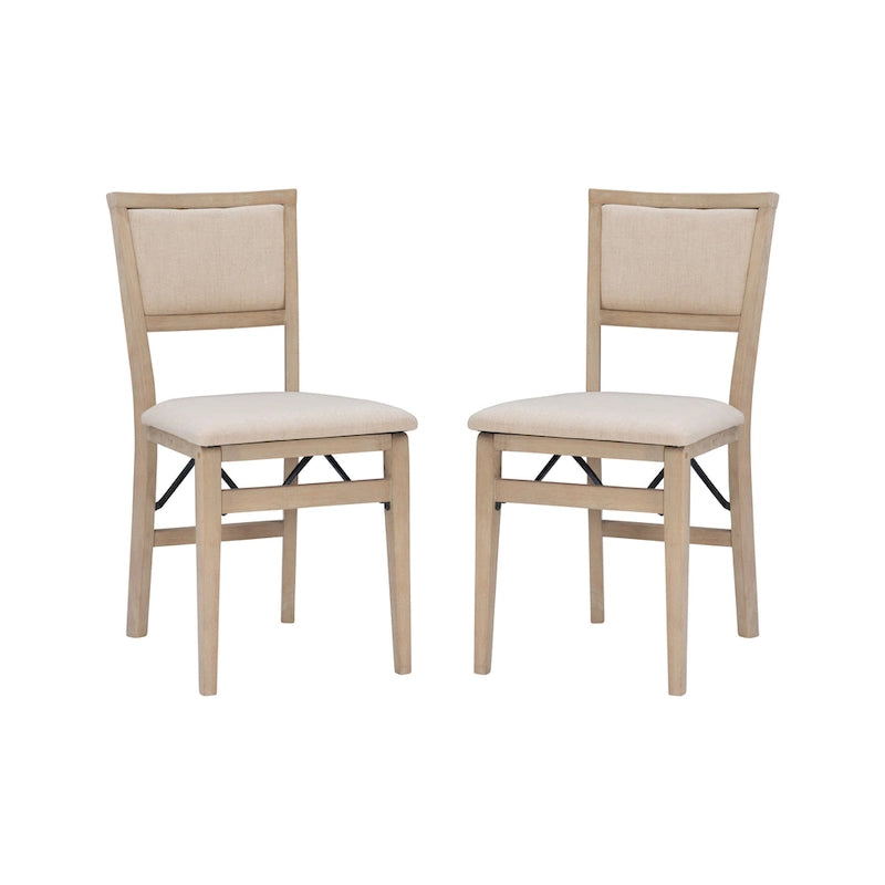 Chaise de salle à manger pliante grise, cadre en bois, lot de 2