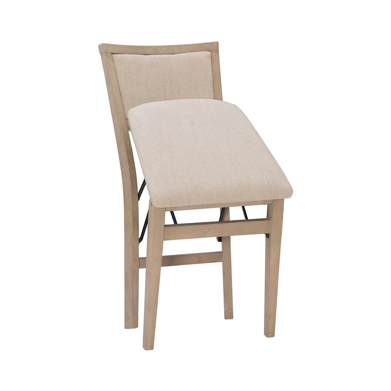 Chaise de salle à manger pliante grise, cadre en bois, lot de 2