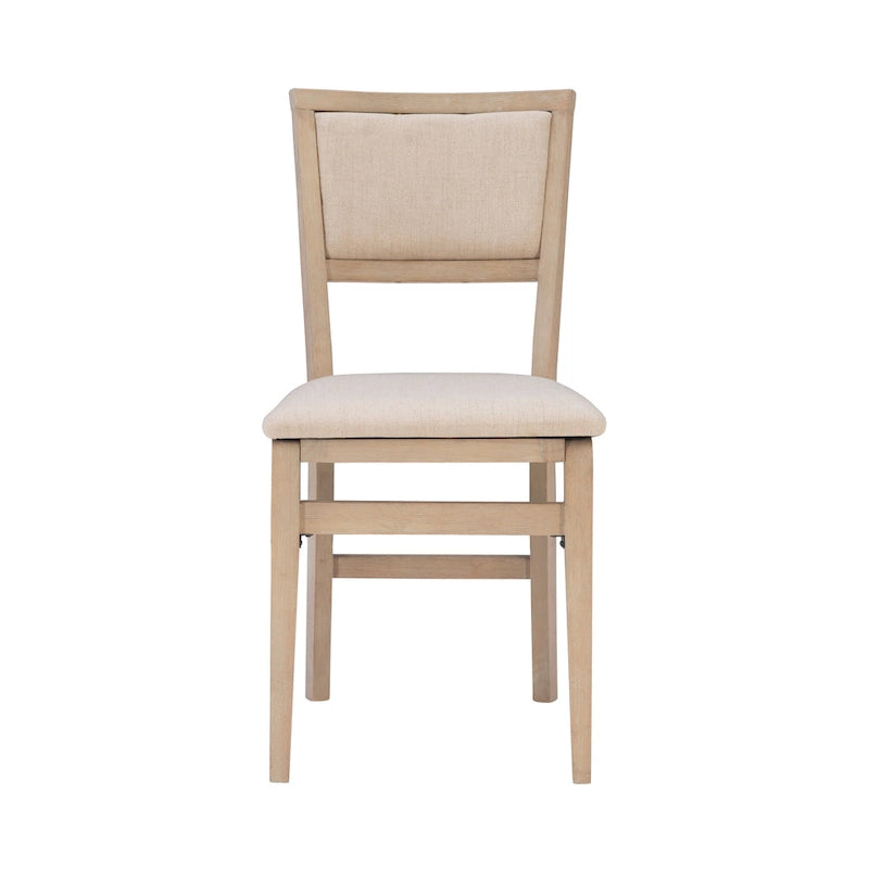 Chaise de salle à manger pliante grise, cadre en bois, lot de 2