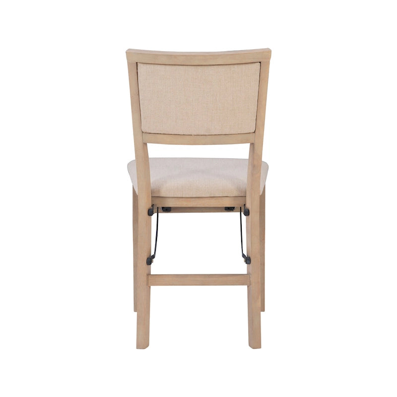 Chaise de salle à manger pliante grise, cadre en bois, lot de 2