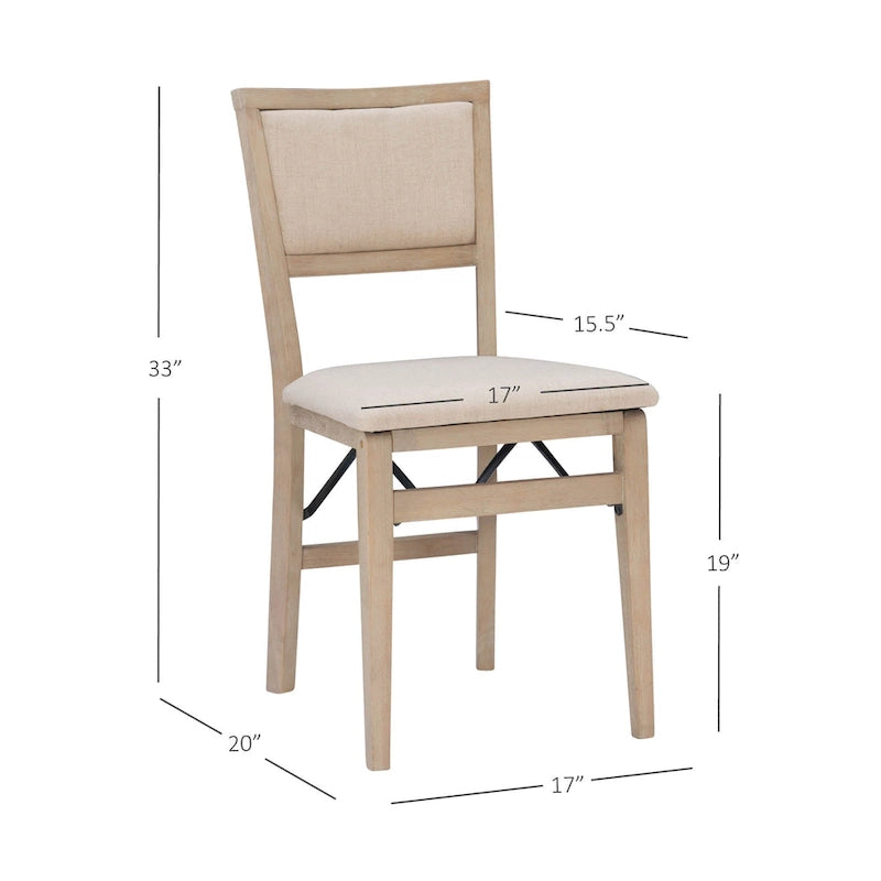 Chaise de salle à manger pliante grise, cadre en bois, lot de 2
