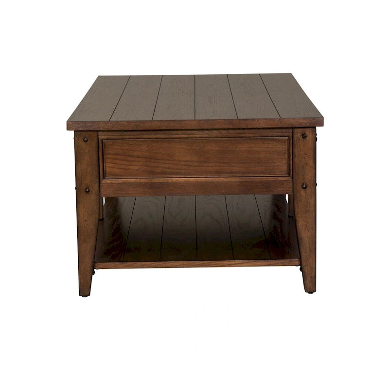 Table basse rectangulaire en placage de bois de chêne