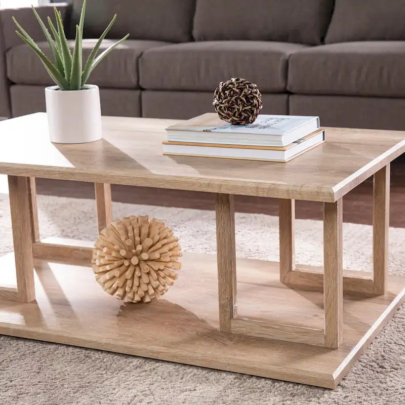 Table basse géométrique naturelle, plateau MDF, 1 personne