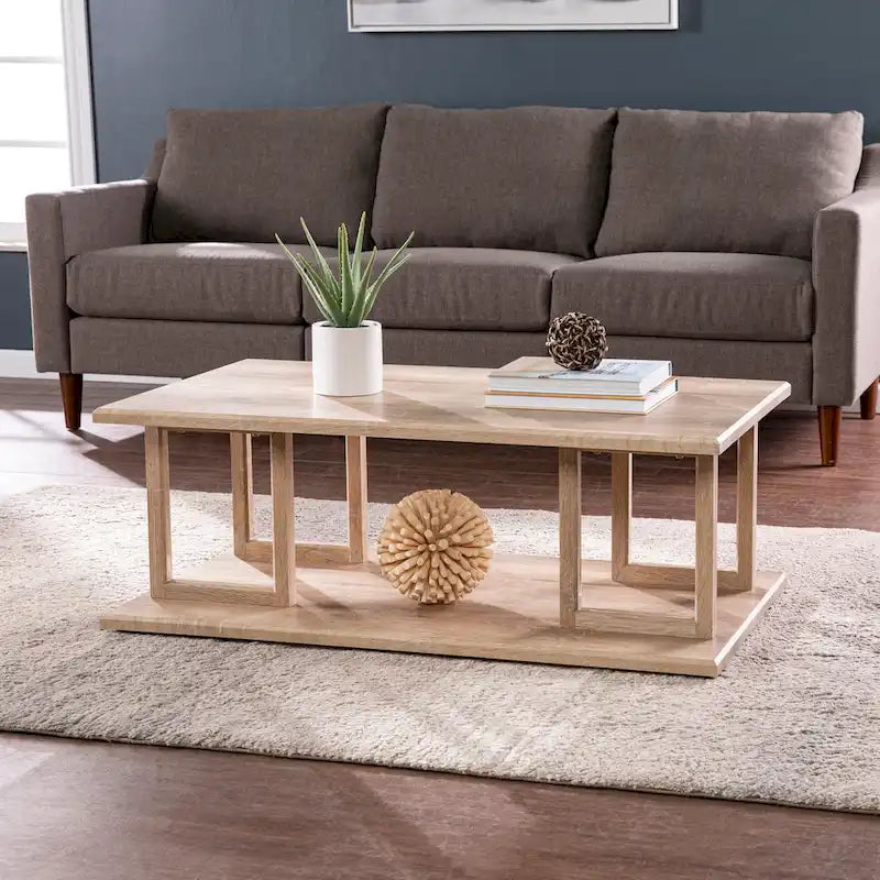 Table basse géométrique naturelle, plateau MDF, 1 personne