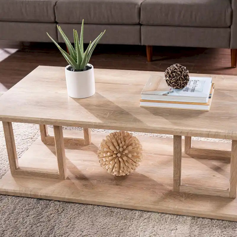 Table basse géométrique naturelle, plateau MDF, 1 personne