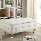 Banc de rangement capitonné avec pieds cabriole, une place (blanc / noir / argent / violet / doré / gris)