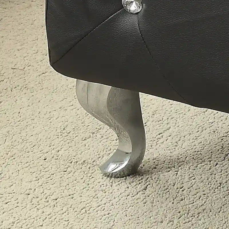 Banc de rangement capitonné avec pieds cabriole, une place (blanc / noir / argent / violet / or / gris)