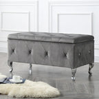 Banc de rangement capitonné avec pieds cabriole, une place (blanc / noir / argent / violet / doré / gris)