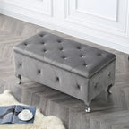 Banc de rangement capitonné avec pieds cabriole, une place (blanc / noir / argent / violet / doré / gris)