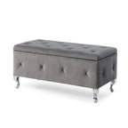 Banc de rangement capitonné avec pieds cabriole, une place (blanc / noir / argent / violet / doré / gris)