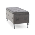 Banc de rangement capitonné avec pieds cabriole, une place (blanc / noir / argent / violet / doré / gris)
