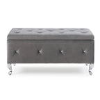 Banc de rangement capitonné avec pieds cabriole, une place (blanc / noir / argent / violet / doré / gris)