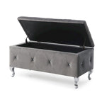 Banc de rangement capitonné avec pieds cabriole, une place (blanc / noir / argent / violet / doré / gris)