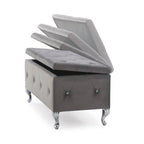 Banc de rangement capitonné avec pieds cabriole, une place (blanc / noir / argent / violet / doré / gris)