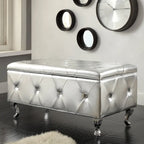 Banc de rangement capitonné avec pieds cabriole, une place (blanc / noir / argent / violet / doré / gris)