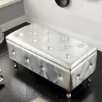 Banc de rangement capitonné avec pieds cabriole, une place (blanc / noir / argent / violet / doré / gris)