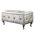 Banc de rangement capitonné avec pieds cabriole, une place (blanc / noir / argent / violet / doré / gris)