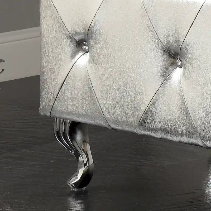 Banc de rangement capitonné avec pieds cabriole, une place (blanc / noir / argent / violet / doré / gris)