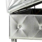 Banc de rangement capitonné avec pieds cabriole, une place (blanc / noir / argent / violet / doré / gris)