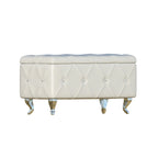 Banc de rangement capitonné avec pieds cabriole, une place (blanc / noir / argent / violet / doré / gris)