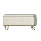 Banc de rangement capitonné avec pieds cabriole, une place (blanc / noir / argent / violet / doré / gris)