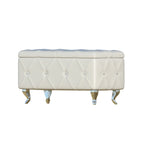 Banc de rangement capitonné avec pieds cabriole, une place (blanc / noir / argent / violet / doré / gris)