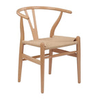 Chaise de salle à manger tressée en bois massif noir / blanc / naturel, lot de 4