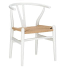 Chaise de salle à manger tressée en bois massif noir / blanc / naturel, lot de 4