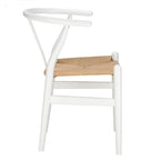 Chaise de salle à manger tressée en bois massif noir / blanc / naturel, lot de 4