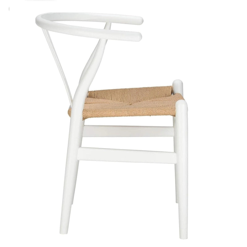 Chaise de salle à manger tressée en bois massif noir / blanc / naturel, lot de 4