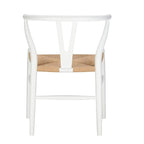 Chaise de salle à manger tressée en bois massif noir / blanc / naturel, lot de 4